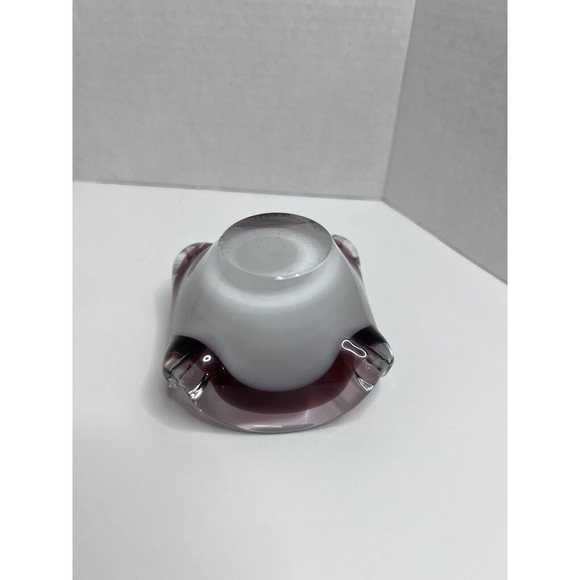 Art Studio Purple Glass Handkerchief Candle Holder Ashtray Paperweight Signed - Picture 3 of 7